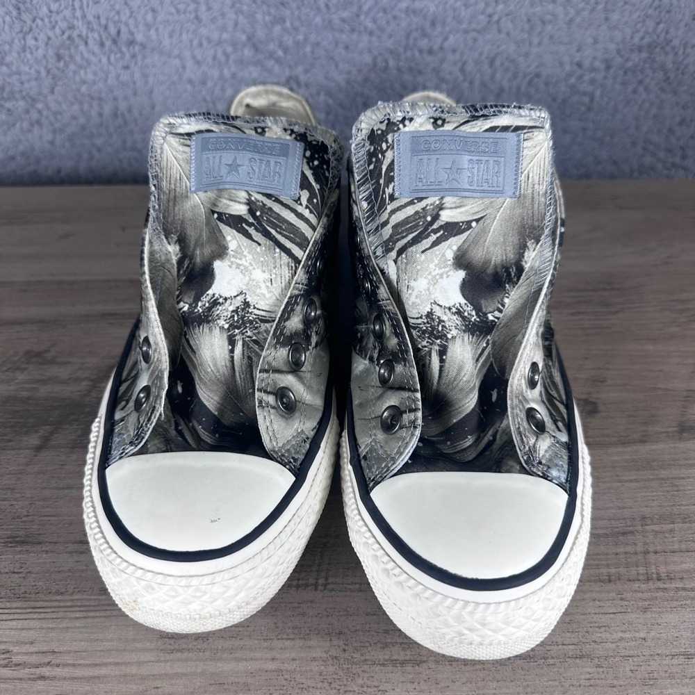Converse Chuck Taylor All Star Womens 9.5 Black White Feather Glitter Sneakers